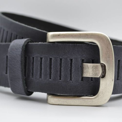 split lederen 40mm antracite casual perforatie riem 