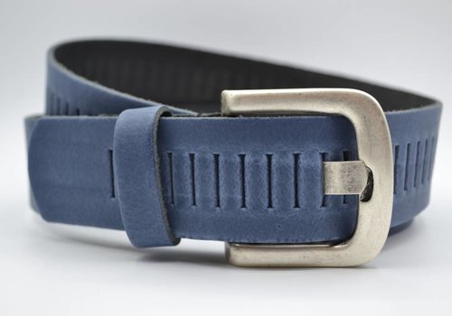 Scotts Bluf split lederen 40mm blauwe casual perforatie riem Scotts Bluf split lederen 40mm blauwe casual perforatie riem