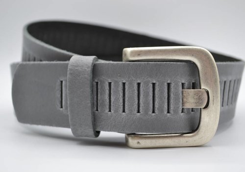 Scotts Bluf split lederen 40mm licht grijze casual perforatie riem Scotts Bluf split lederen 40mm licht grijze casual perforatie riem