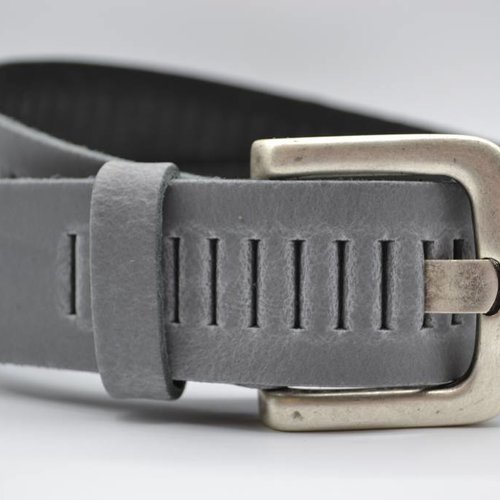 split lederen 40mm licht grijze casual perforatie riem 