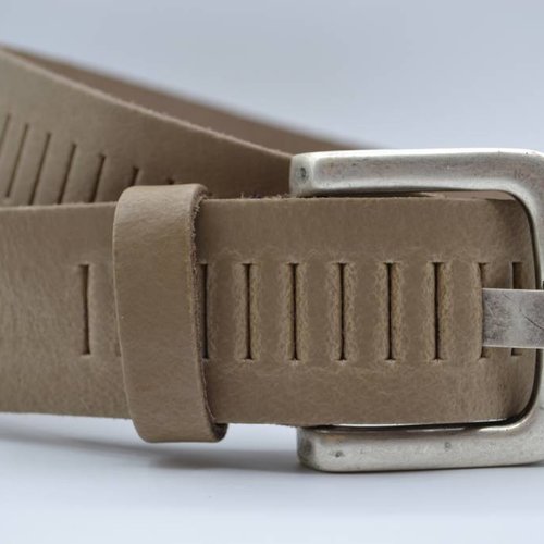 split lederen 40mm taupe casual perforatie riem 