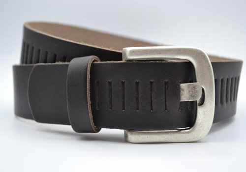 Scotts Bluf split lederen 40mm donker bruine casual perforatie riem Scotts Bluf split lederen 40mm donker bruine casual perforatie riem