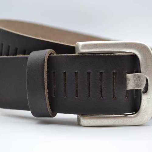 split lederen 40mm donker bruine casual perforatie riem 