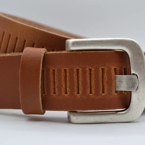 split lederen 40mm cognac casual perforatie riem 