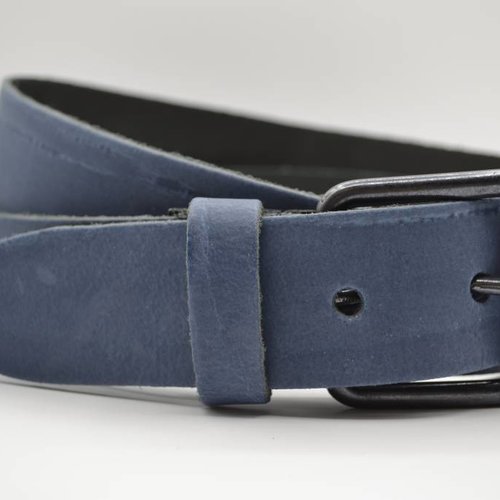 split lederen 40mm blauwe casual riem 
