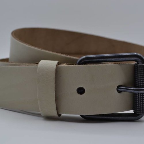 split lederen 40mm ecru casual riem 