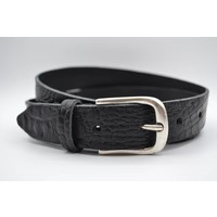 30mm Italiaans volnerf lederen riem met kroko print en oud zilveren nette gesp.