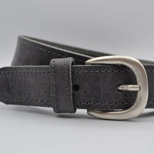 35mm grijs gestikte italiaans volnerf lederen riem 