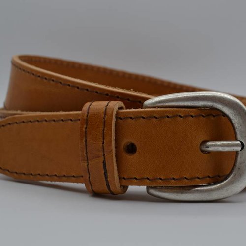 35mm cognac gestikte italiaans volnerf lederen riem 