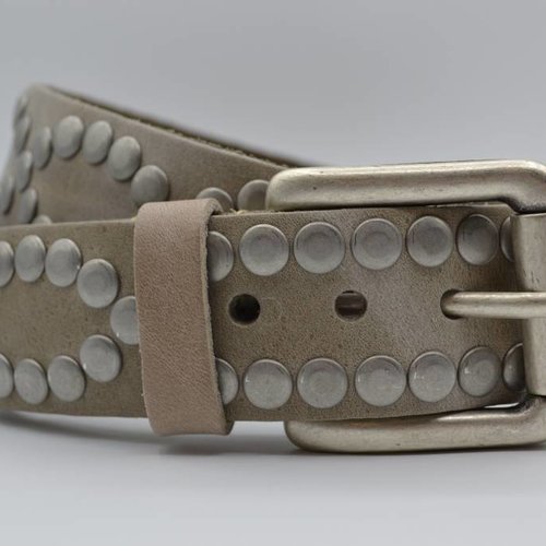 4cm taupe volle studriem van Italiaans volnerf leer 