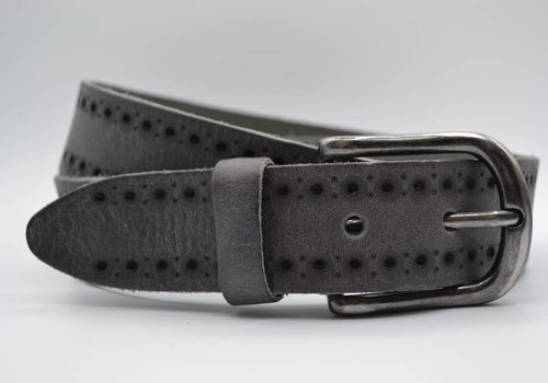 Scotts Bluf 4cm grijze diep gelaserde volnerf riem Scotts Bluf 4cm grijze diep gelaserde volnerf riem