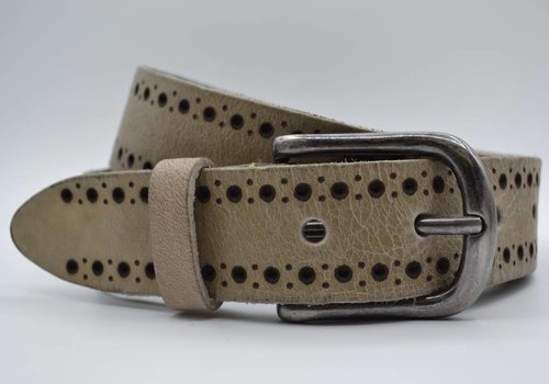 Scotts Bluf 4cm taupe diep gelaserde volnerf riem Scotts Bluf 4cm taupe diep gelaserde volnerf riem
