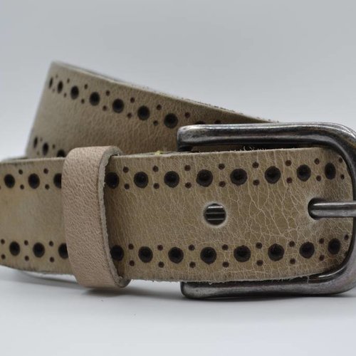 4cm taupe diep gelaserde volnerf riem 