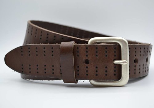 Cognac Scotts Bluf riem van Italiaans topleer -  cognac