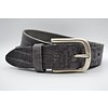 Scotts Bluf 4cm Italiaans volnerf lederen riem met croco print en fijne afgeronde oud zilveren gesp