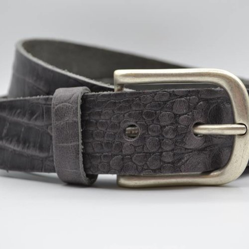 4cm croco grijs italiaans volnerf lederen casual riem 