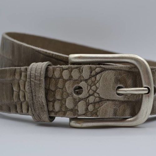 4cm croco taupe italiaans volnerf lederen casual riem 