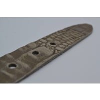 4cm Italiaans volnerf lederen riem met croco print en fijne afgeronde oud zilveren gesp