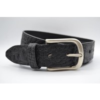 4cm Italiaans volnerf lederen riem met croco print en fijne afgeronde oud zilveren gesp