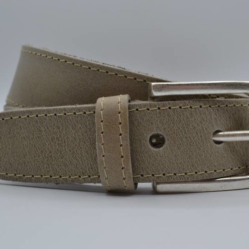 4cm taupe gestikt italiaans volnerf lederen riem 