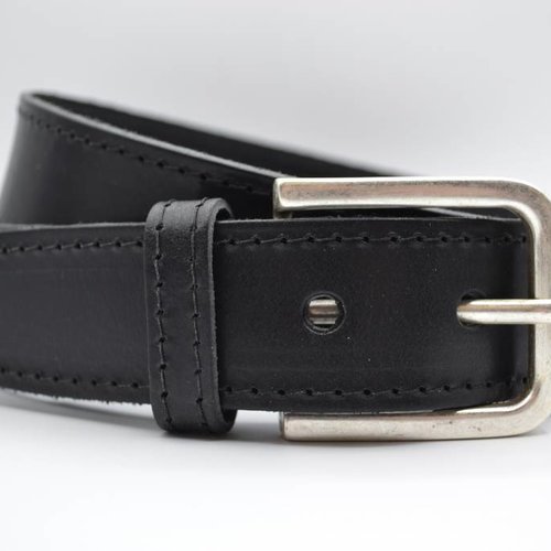 4cm zwarte gestikt italiaans volnerf lederen riem 