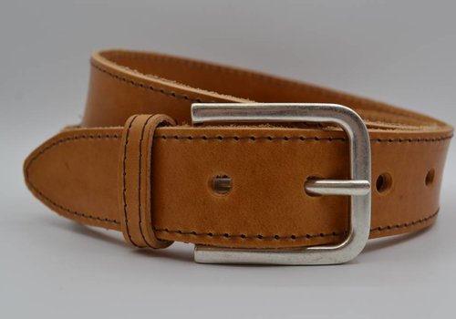 Scotts Bluf 4cm cognac gestikt italiaans volnerf lederen riem Scotts Bluf 4cm cognac gestikt italiaans volnerf lederen riem