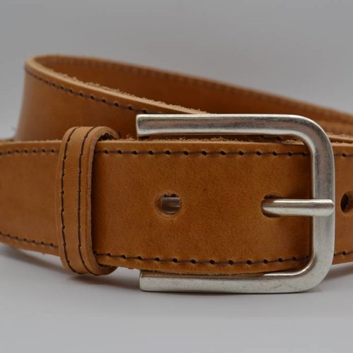 4cm cognac gestikt italiaans volnerf lederen riem 