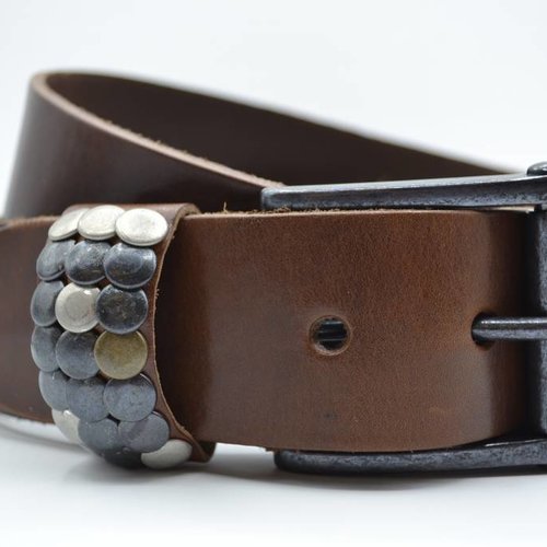 4,5cm bruine studriem van Italiaans volnerf leer 