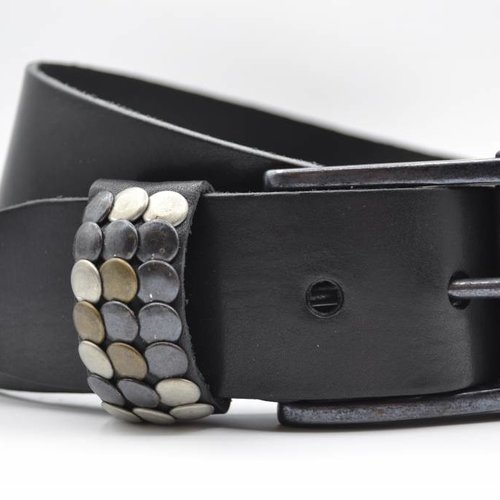 4,5cm zwarte studriem van Italiaans volnerf leer 