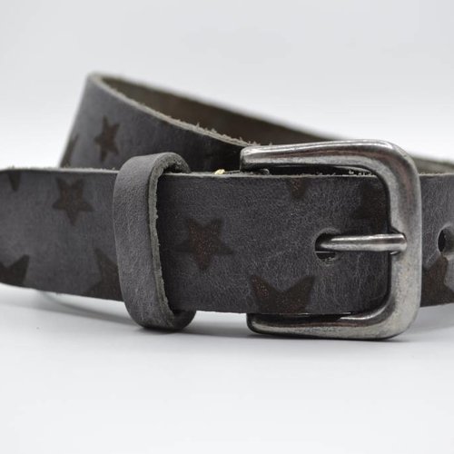 3cm grijze kinder riem met sterprint 
