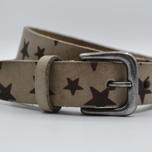 3cm taupe kinder riem met sterprint 