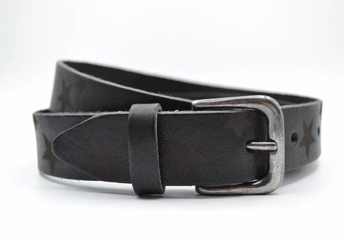Scotts Bluf 3cm zwarte kinder riem met sterprint Scotts Bluf 3cm zwarte kinder riem met sterprint