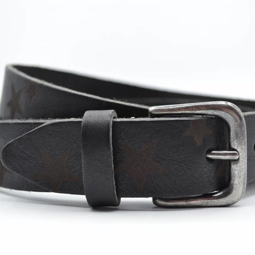 3cm zwarte kinder riem met sterprint 
