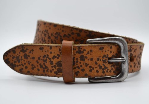 Scotts Bluf 3cm cognac kinder riem met vlekprint Scotts Bluf 3cm cognac kinder riem met vlekprint