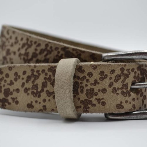 3cm taupe kinder riem met vlekprint 