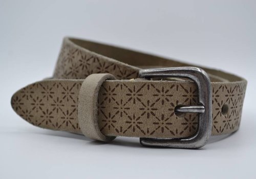 Scotts Bluf 3cm taupe kinder riem met sneeuvlok print Scotts Bluf 3cm taupe kinder riem met sneeuvlok print
