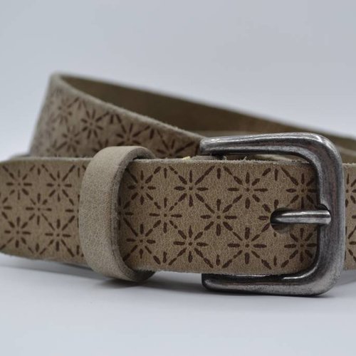 3cm taupe kinder riem met sneeuvlok print 