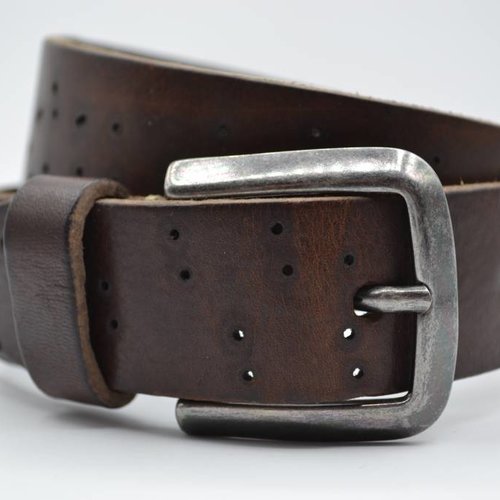 35mm bruine kinder riem met gebrande gaatjes 