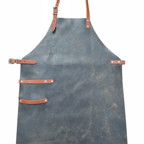 Scotts bluf zwart/tan echt lederen schort 