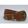 3cm Cognac western riem met bronzen gesp