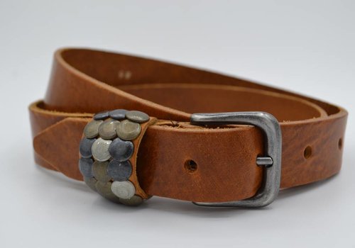 Scotts Bluf 3cm cognac studriem van Italiaans volnerf leer Scotts Bluf 3cm cognac studriem van Italiaans volnerf leer