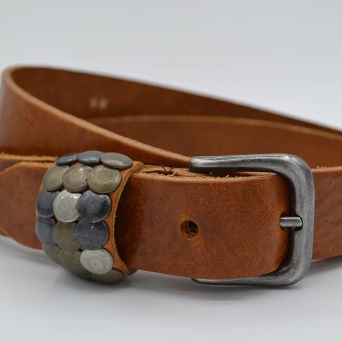 3cm cognac studriem van Italiaans volnerf leer 