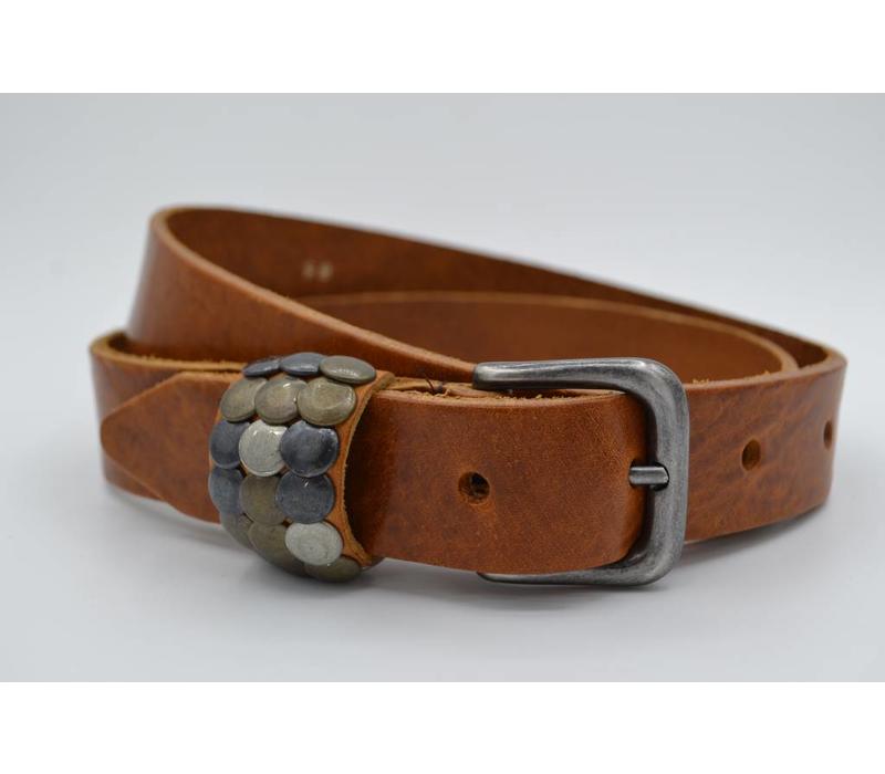 Stoere 3cm kinder riem met verschillende studs voorzien van een oud nikkele gesp  - Copy