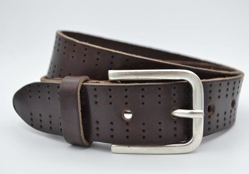 Bullock gelaserde bruine echt lederen riem Bullock gelaserde bruine echt lederen riem