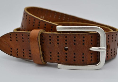 Bullock gelaserde cognac echt lederen riem Bullock gelaserde cognac echt lederen riem
