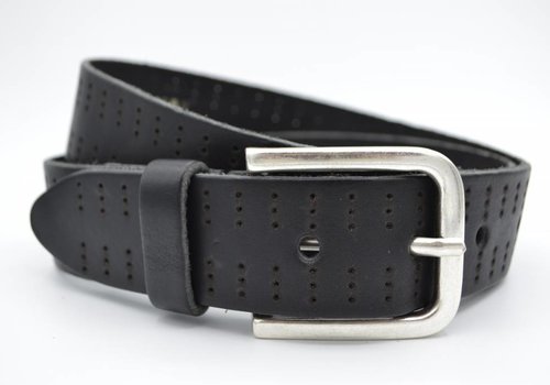 Bullock gelaserde zwarte echt lederen riem Bullock gelaserde zwarte echt lederen riem