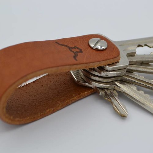 Leren sleutelhanger met logo 