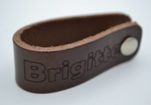Scotts Bluf bruine echt lederen sleutelhanger met eigen naam of logo