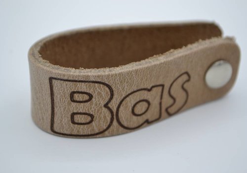 Scotts Bluf taupe echt lederen sleutelhanger met eigen naam of logo