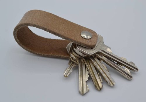 Scotts Bluf taupe echt lederen sleutelhanger Scotts Bluf taupe echt lederen sleutelhanger